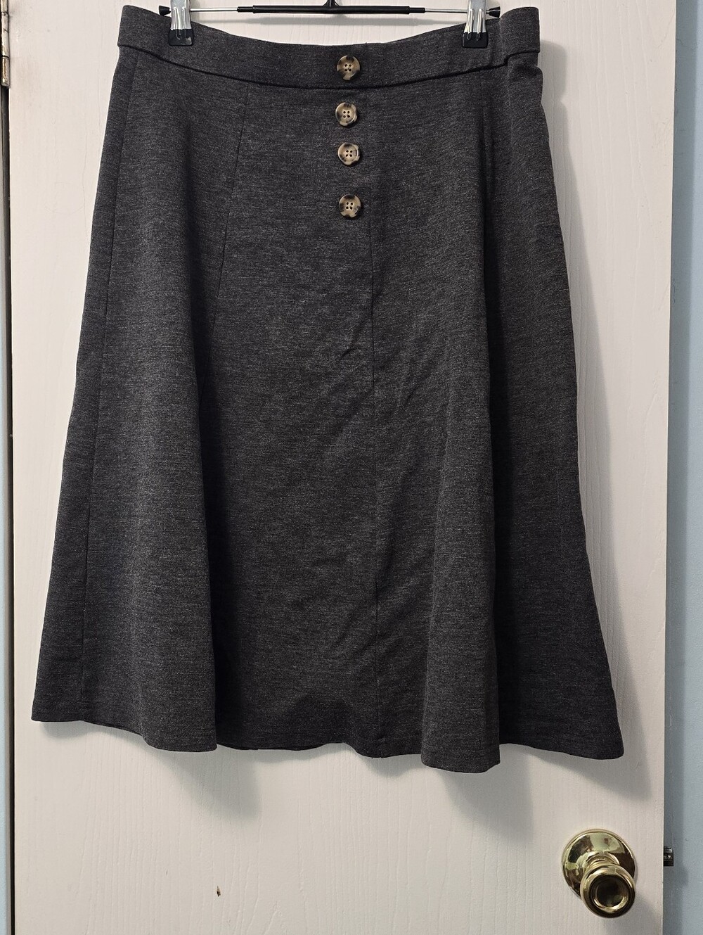 Christopher & Banks Petite Gray A-Line Skirt P/L Decorative Buttons